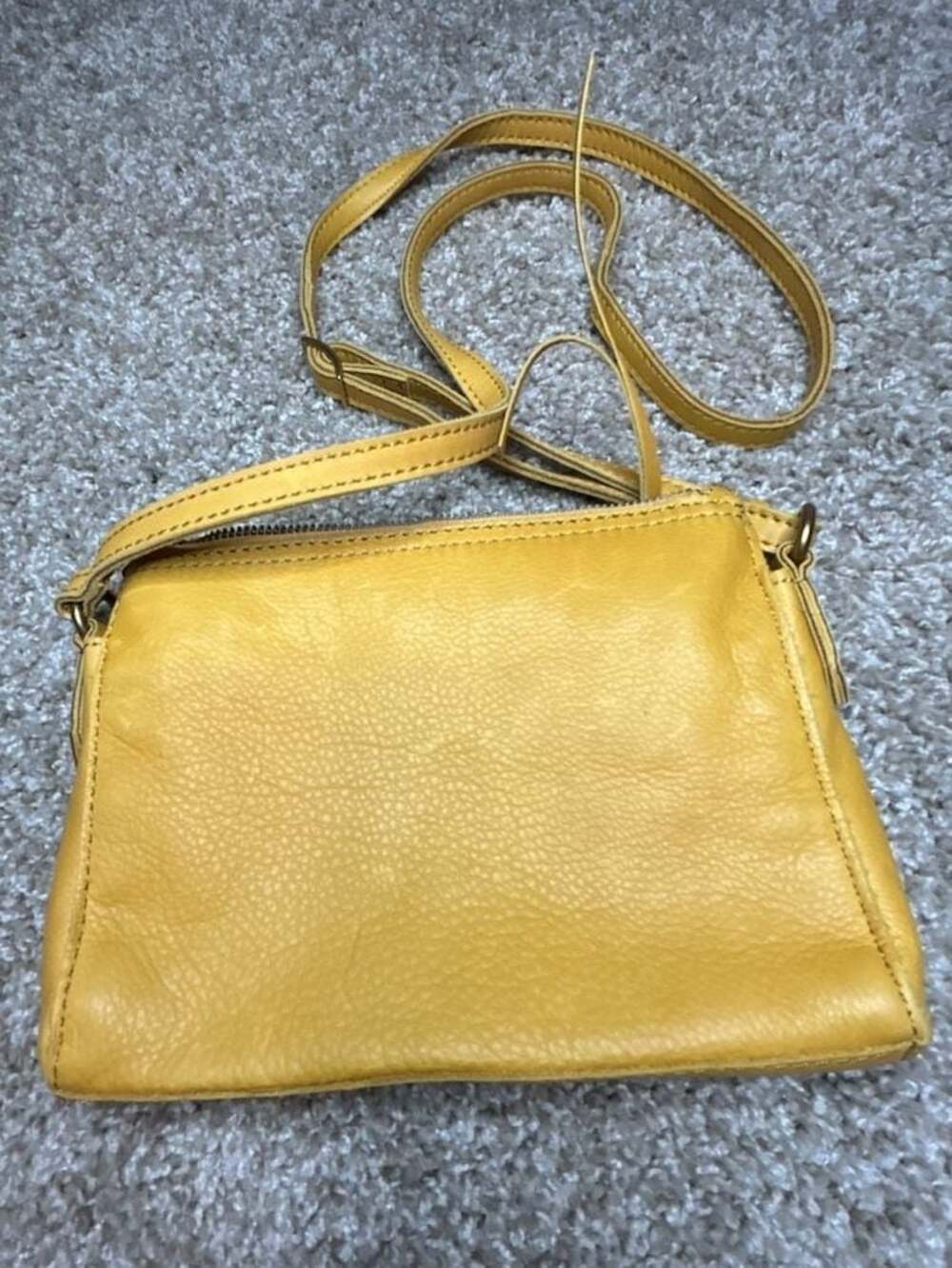 Margot New York Yellow Leather Double Zip Crossbody Bag - Picture 3 of 13